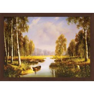 Репродукции  Репродукции картин 50х70 - Репродукция «Река в лесу» 50x70 арт. 604